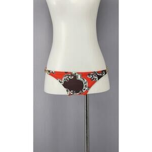 L*Space Bikini Bottoms Small Orange Geometric Chain Side Swimwear USA True Y2K